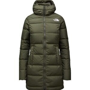 The North Face Gotham Down Parka Jacket Olive Green Women XL Puffer Hooded Coat